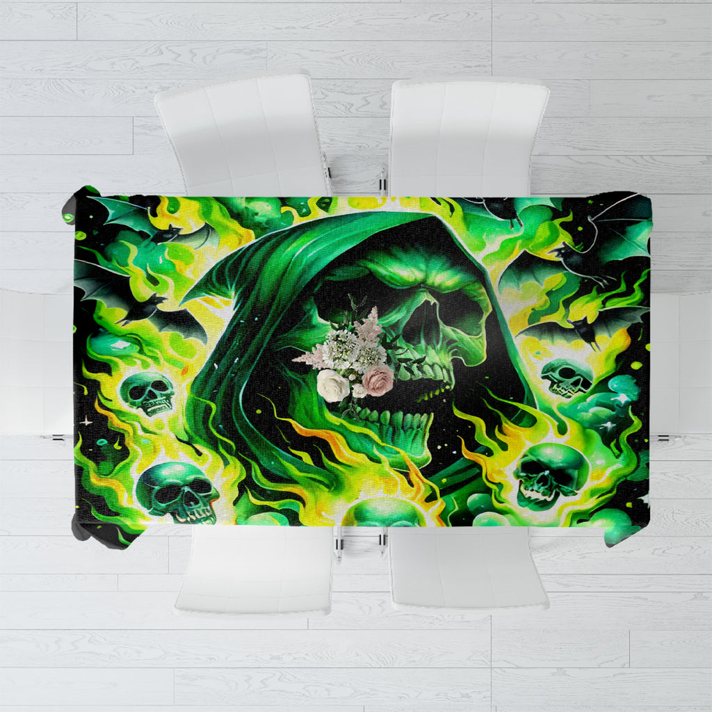 Flame Skull Tablecloth Heaven Don't Want Me Hell Afraid I Take Over DT01