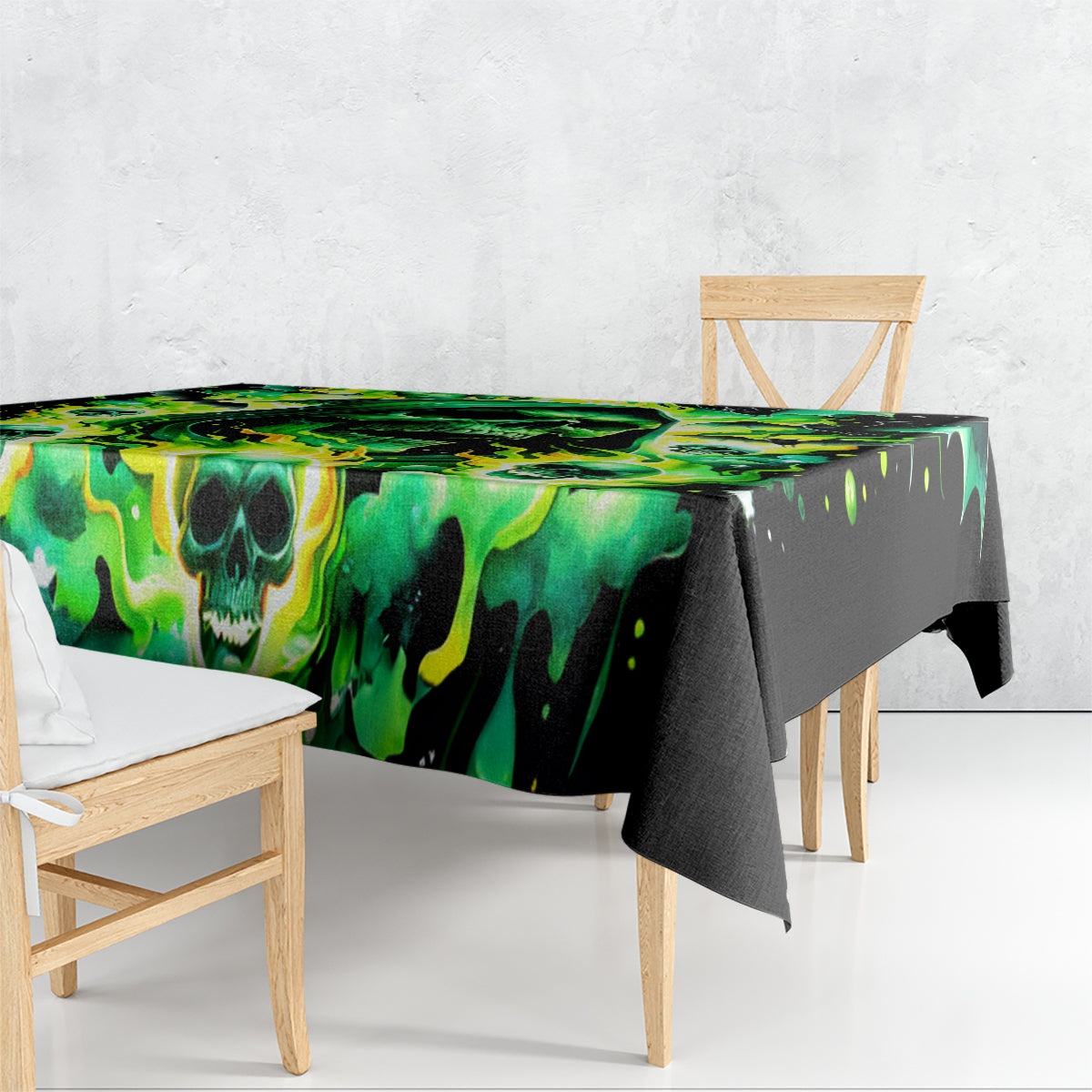Flame Skull Tablecloth Heaven Don't Want Me Hell Afraid I Take Over DT01
