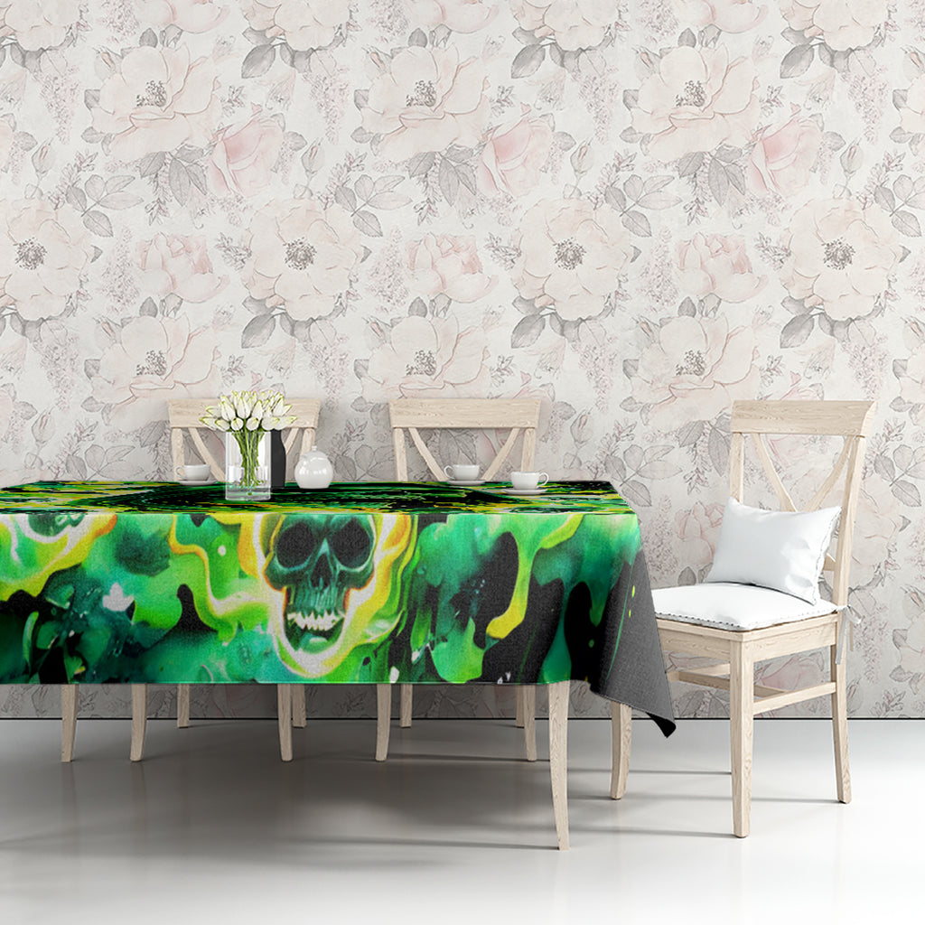 Flame Skull Tablecloth Heaven Don't Want Me Hell Afraid I Take Over DT01
