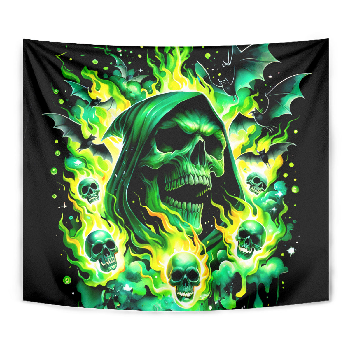 Flame Skull Tapestry Heaven Don't Want Me Hell Afraid I Take Over DT01