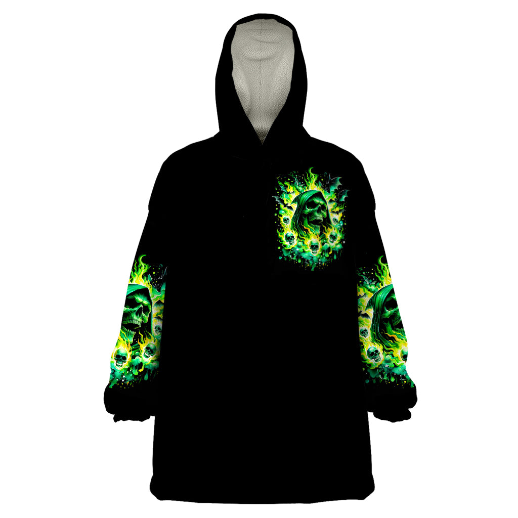 Flame Skull Wearable Blanket Hoodie Heaven Don't Want Me Hell Afraid I Take Over DT01