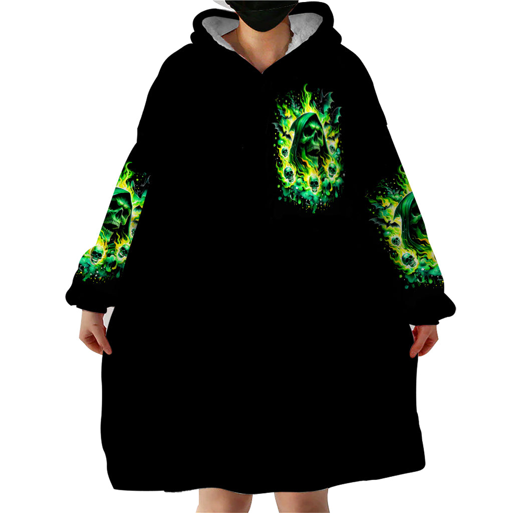 Flame Skull Wearable Blanket Hoodie Heaven Don't Want Me Hell Afraid I Take Over DT01