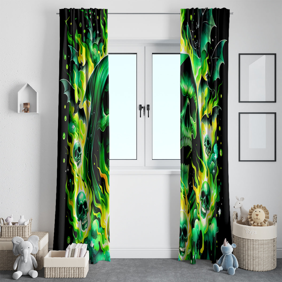 Flame Skull Window Curtain Heaven Don't Want Me Hell Afraid I Take Over DT01