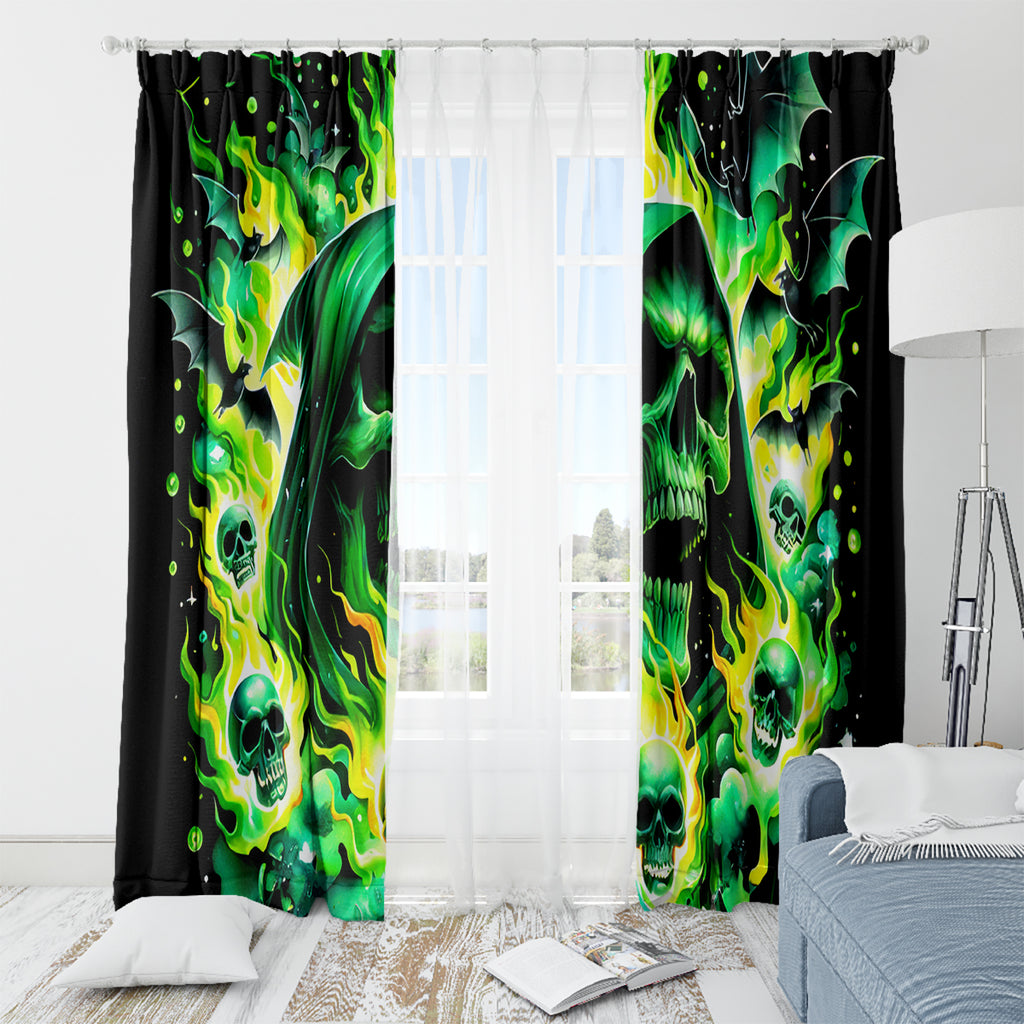 Flame Skull Window Curtain Heaven Don't Want Me Hell Afraid I Take Over DT01