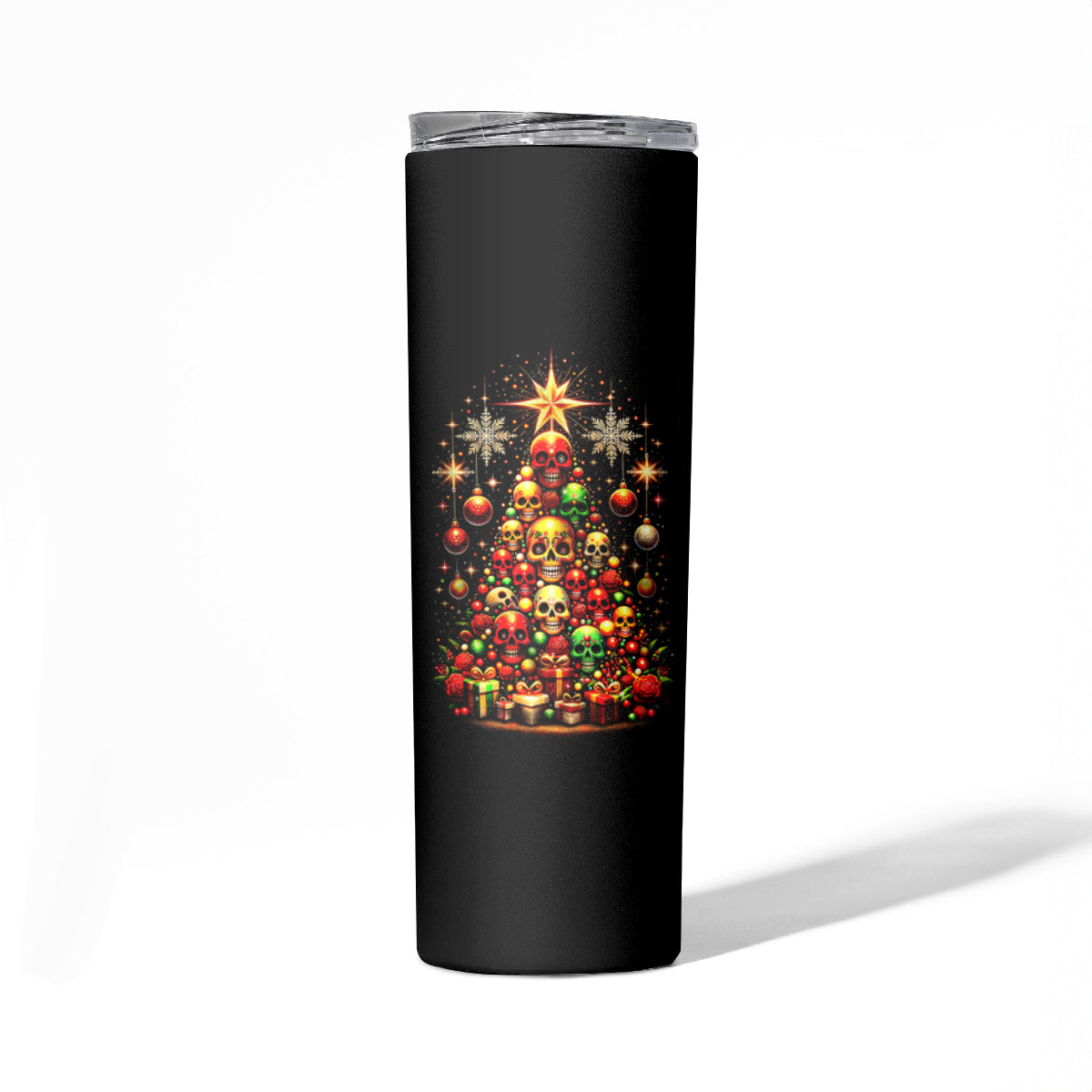 Christmas Skull Skinny Tumbler Christmas Tree Skull