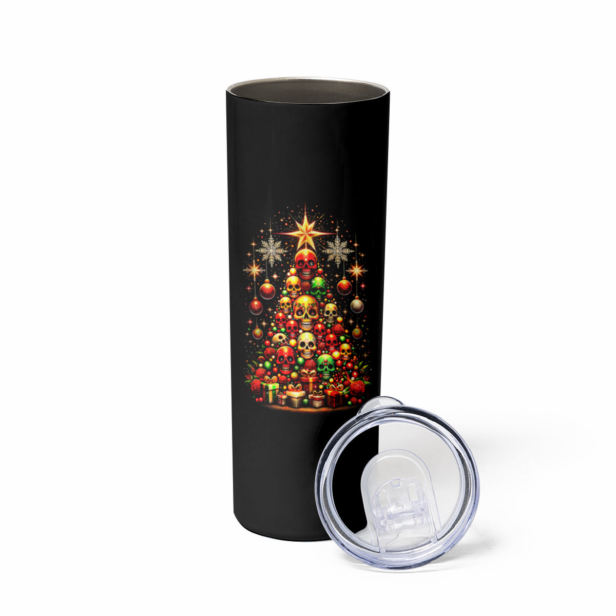Christmas Skull Skinny Tumbler Christmas Tree Skull