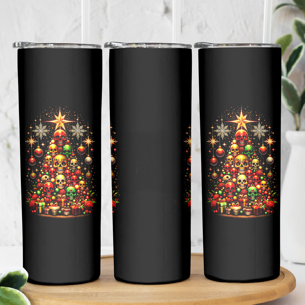 Christmas Skull Skinny Tumbler Christmas Tree Skull