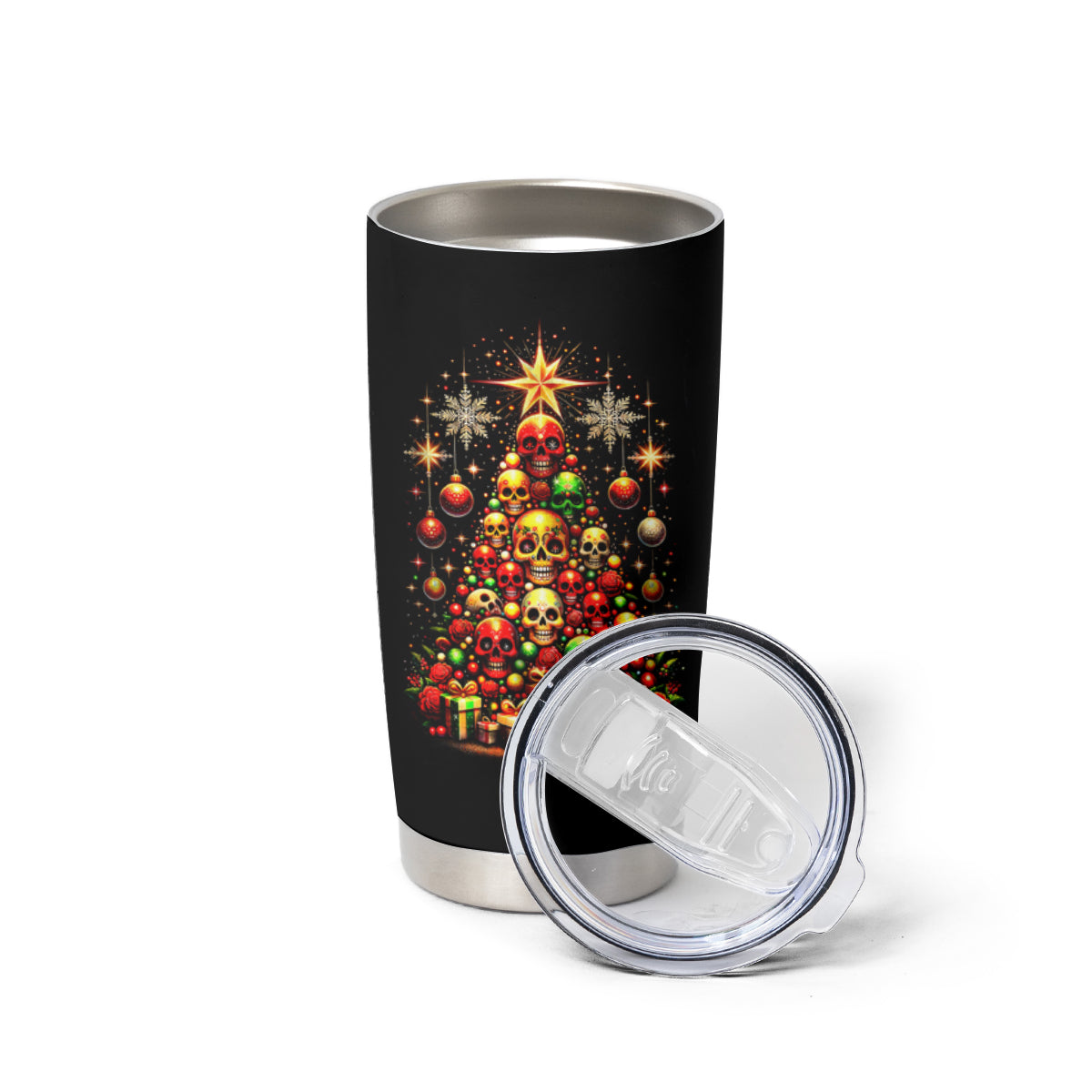 Christmas Skull Tumbler Cup Christmas Tree Skull