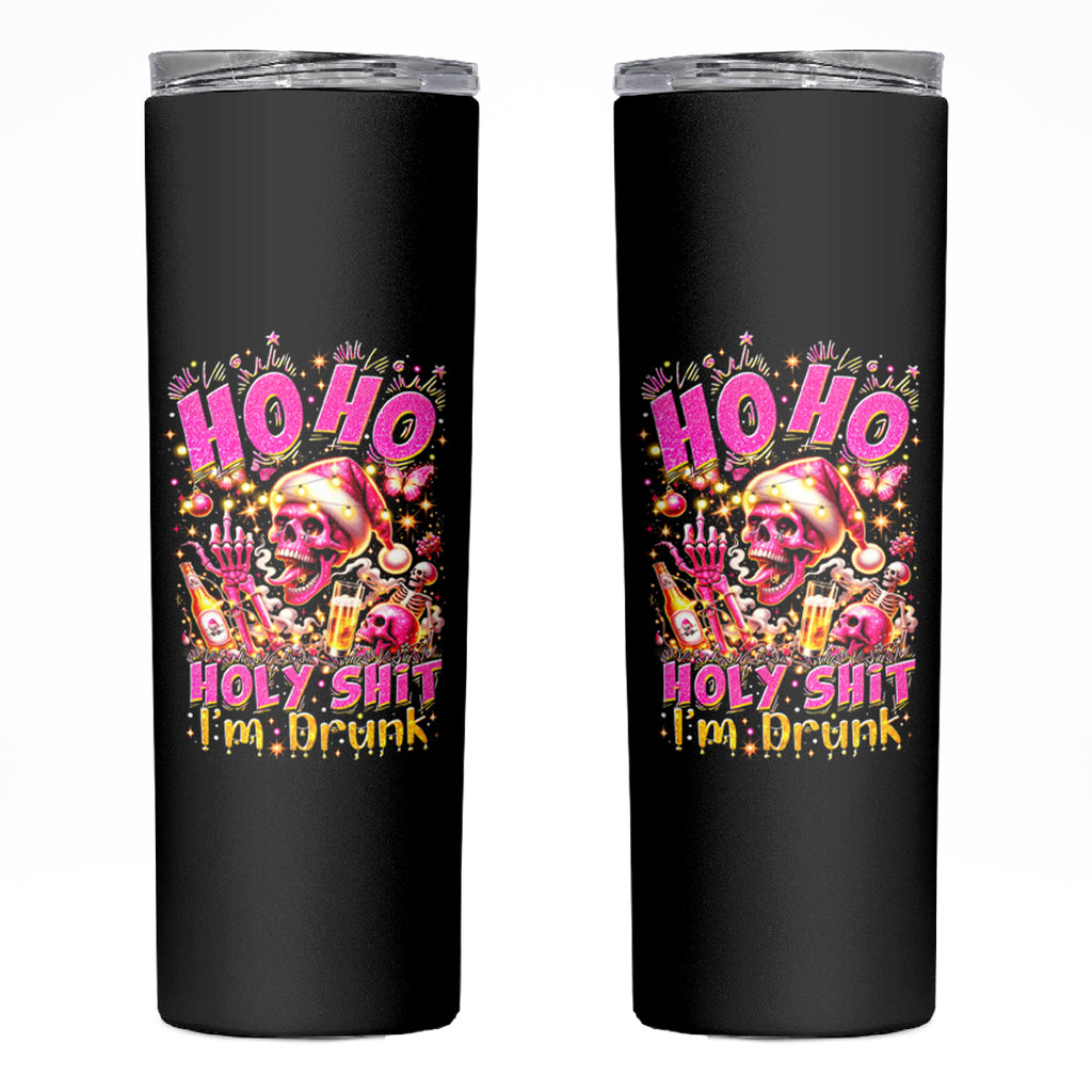 Christmas Skull Skinny Tumbler Ho Ho Holy Shit I'm Drink