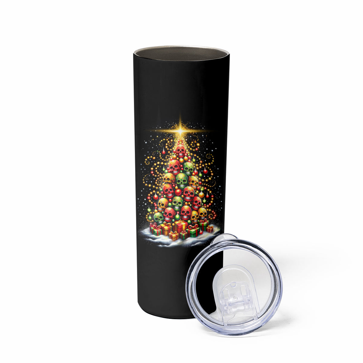 Christmas Sugar Skull Skinny Tumbler Christmas Tree Sugar Skull