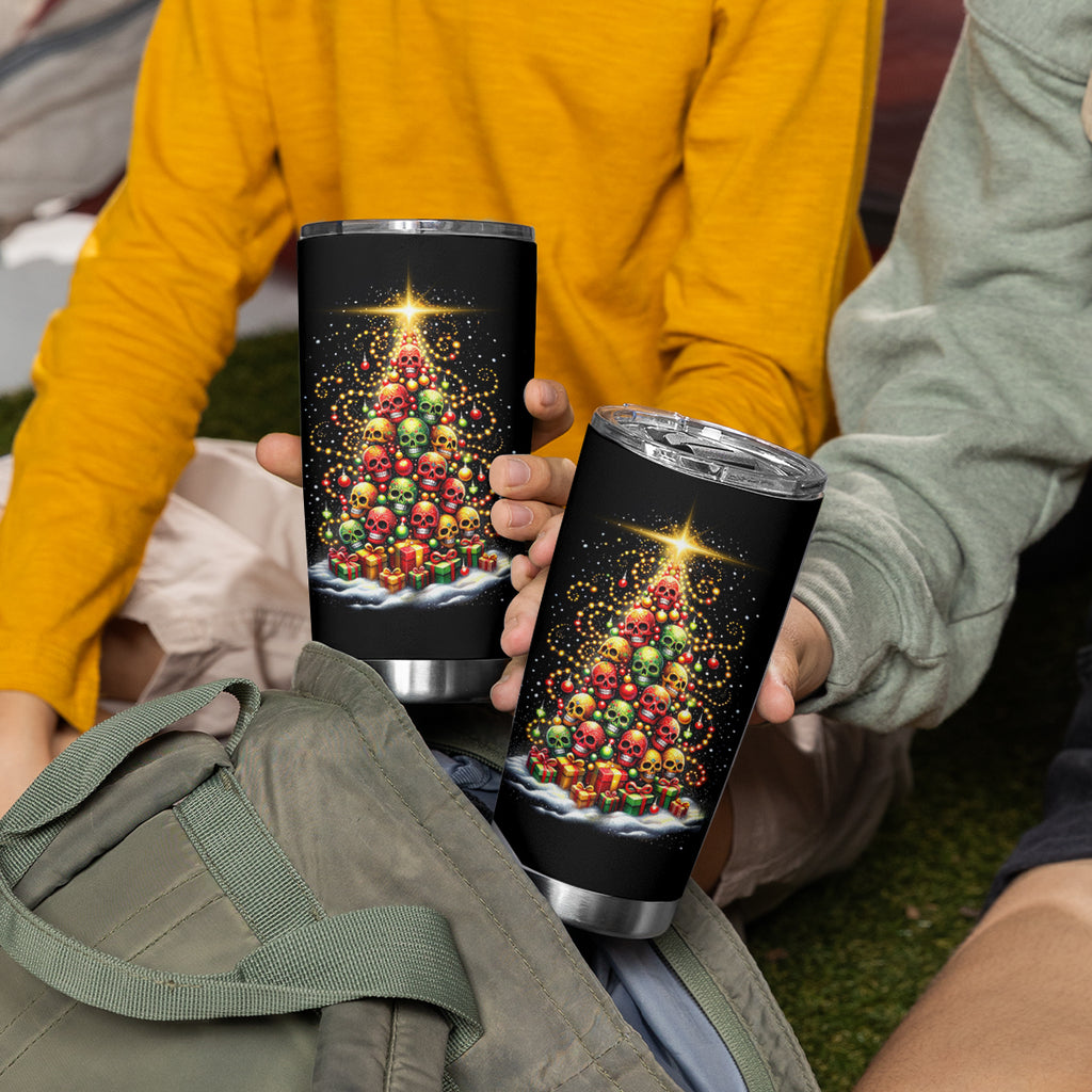 Christmas Sugar Skull Tumbler Cup Christmas Tree Sugar Skull