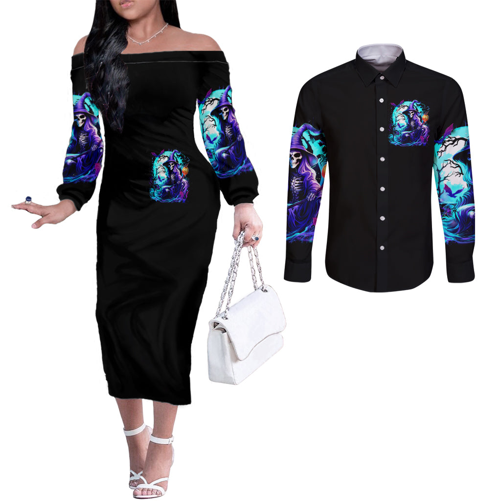 witch-skull-couples-matching-off-the-shoulder-long-sleeve-dress-and-long-sleeve-button-shirts-you-couldnt-handle-me-even-with-intrustions