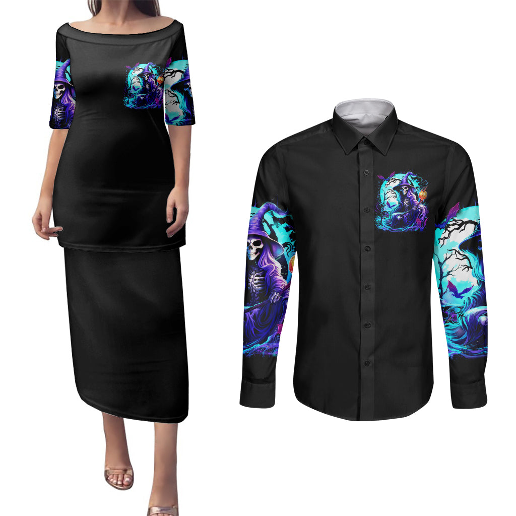 witch-skull-couples-matching-puletasi-dress-and-long-sleeve-button-shirts-you-couldnt-handle-me-even-with-intrustions