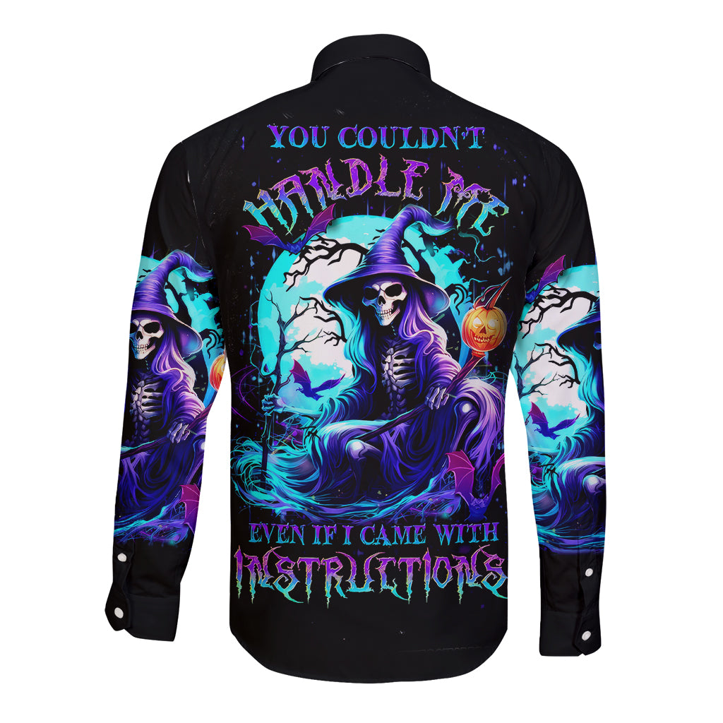 witch-skull-long-sleeve-button-shirt-you-couldnt-handle-me-even-with-intrustions