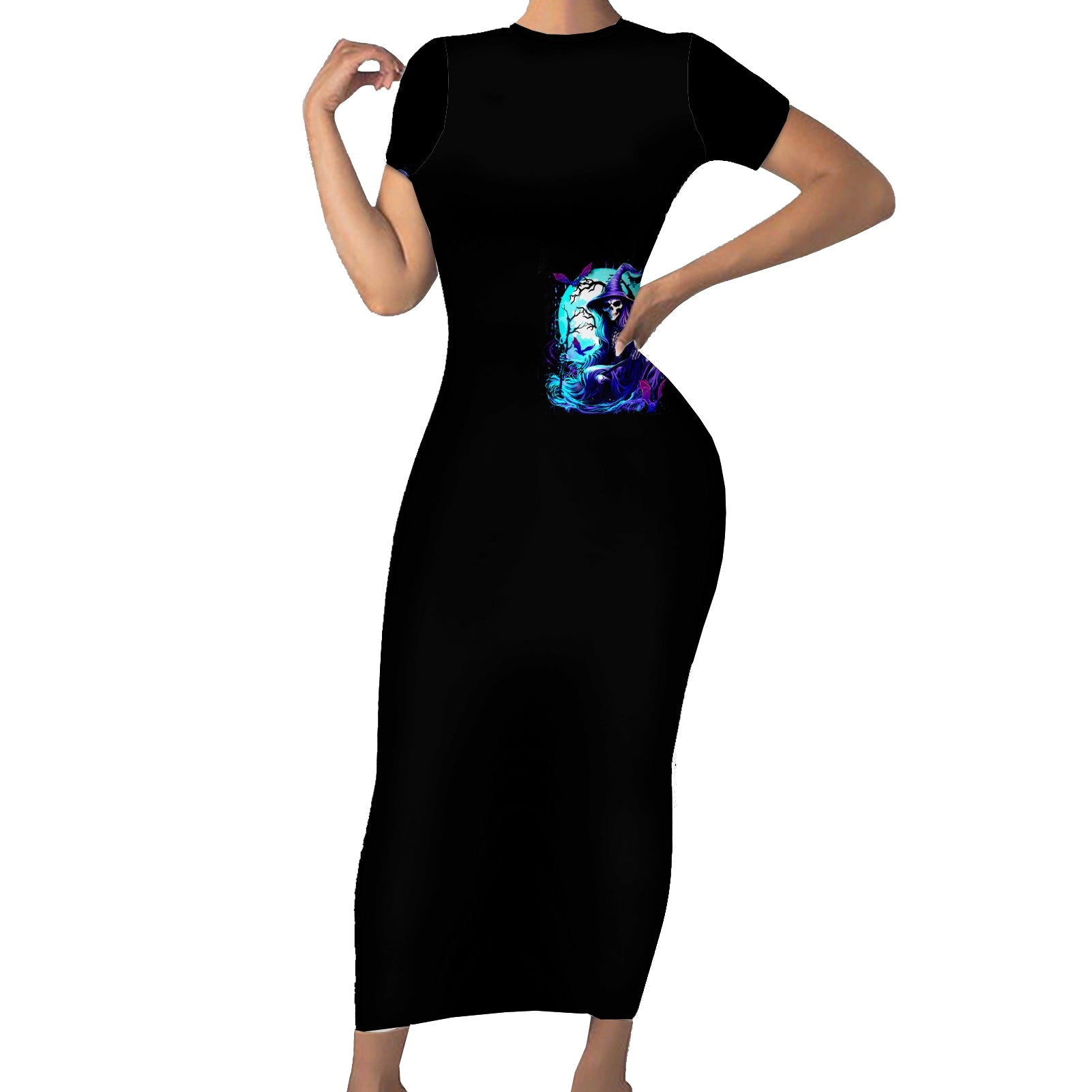 witch-skull-short-sleeve-bodycon-dress-you-couldnt-handle-me-even-with-intrustions