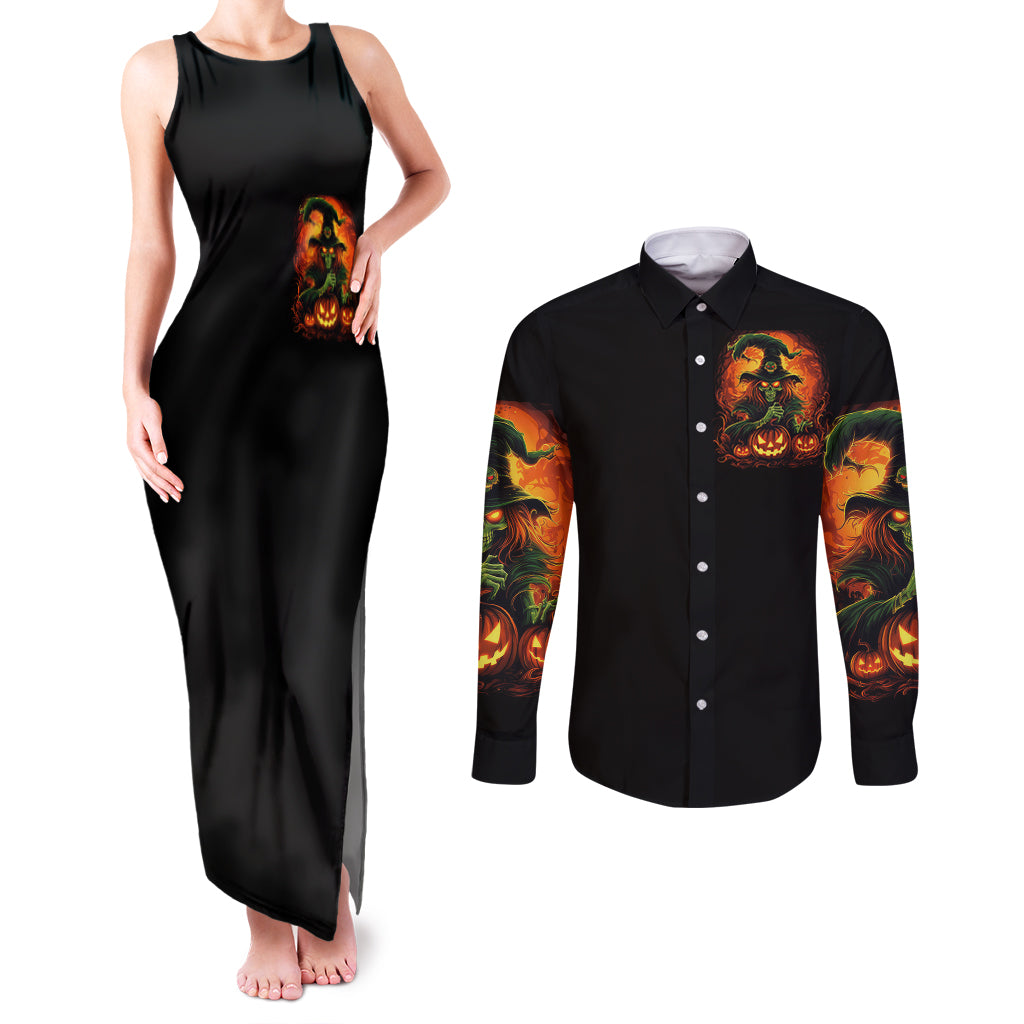 witch-skull-couples-matching-tank-maxi-dress-and-long-sleeve-button-shirts-zero-fucking-given