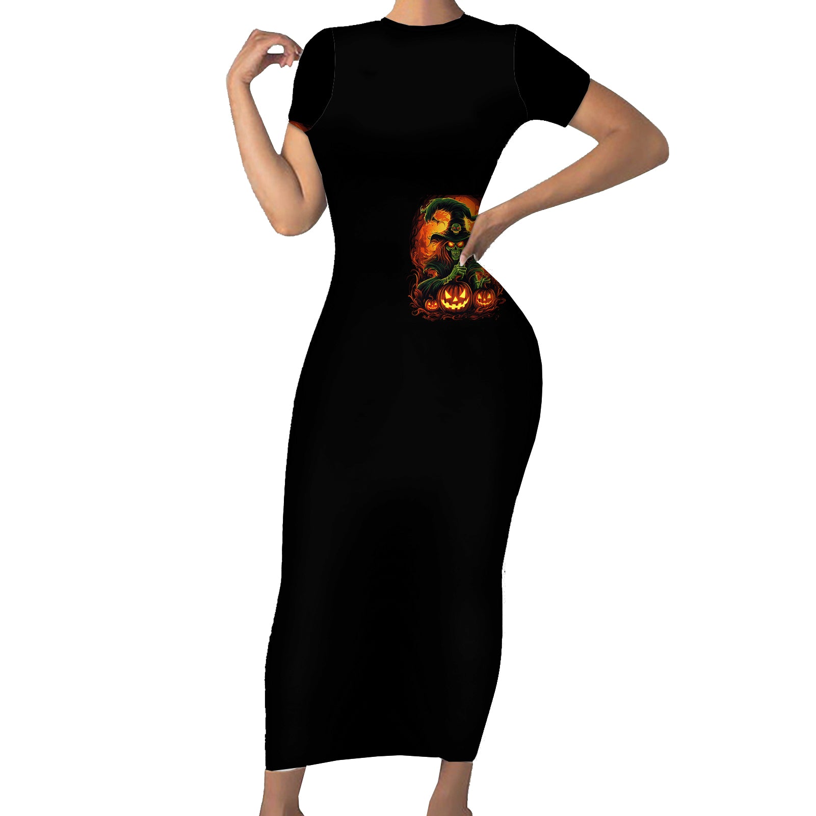 witch-skull-short-sleeve-bodycon-dress-zero-fucking-given
