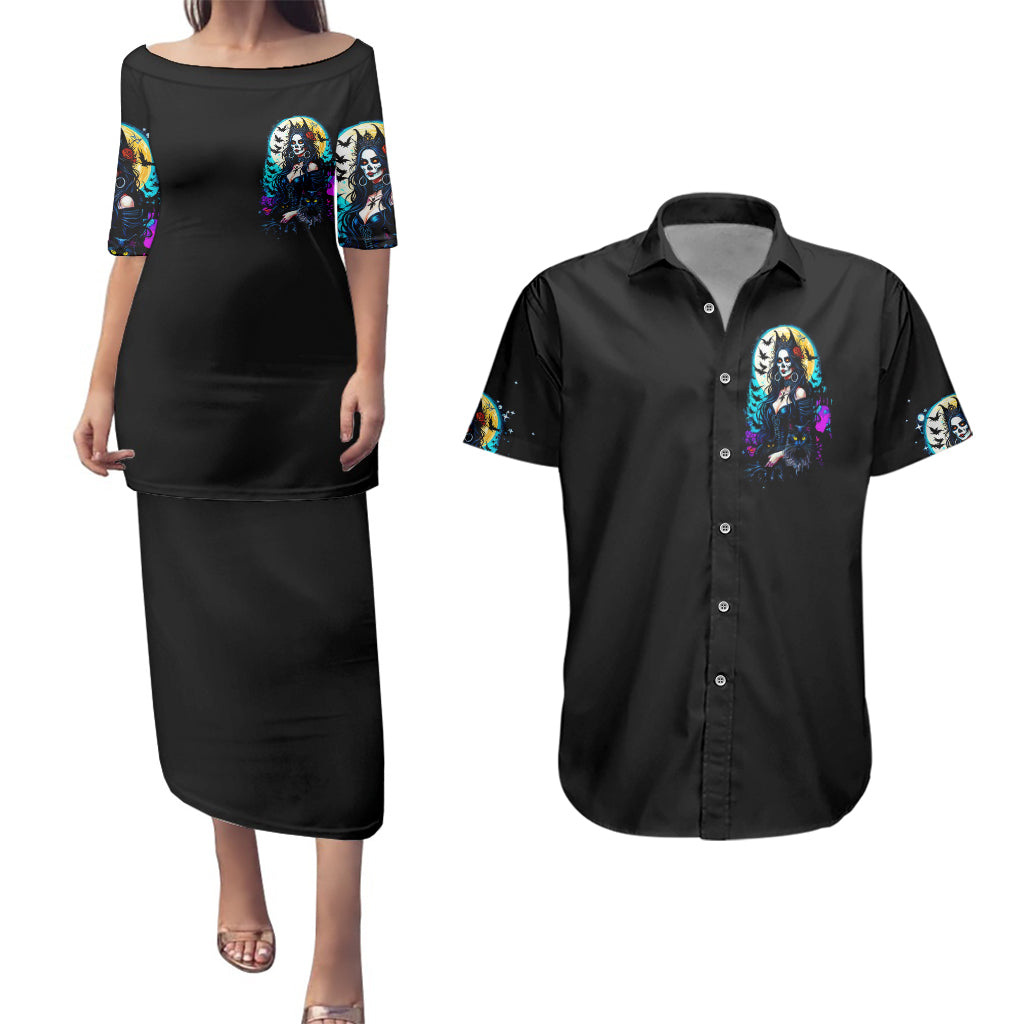 witch-skull-couples-matching-puletasi-dress-and-hawaiian-shirt-bitch-im-not-a-princess-im-the-fucking-queen