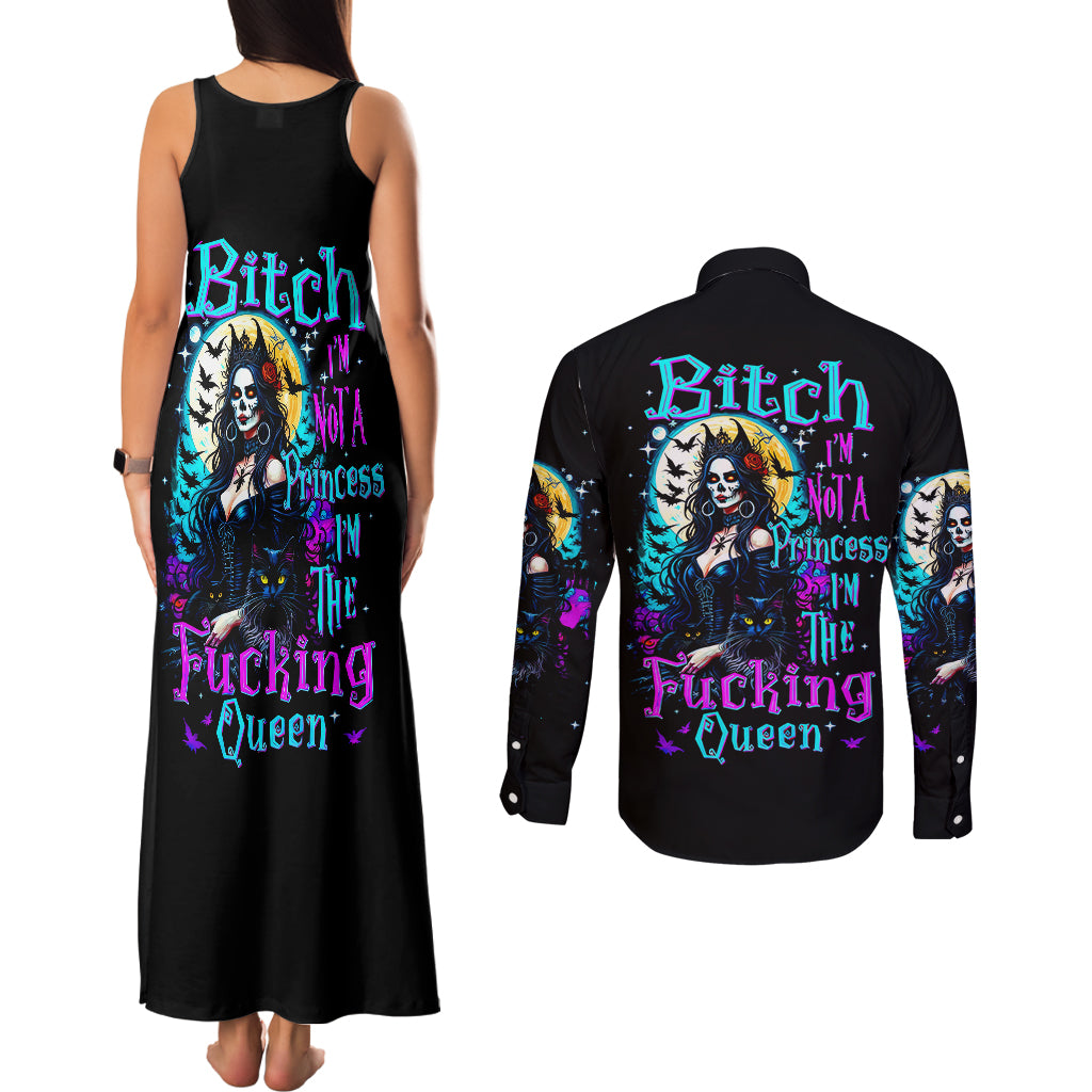 witch-skull-couples-matching-tank-maxi-dress-and-long-sleeve-button-shirts-bitch-im-not-a-princess-im-the-fucking-queen