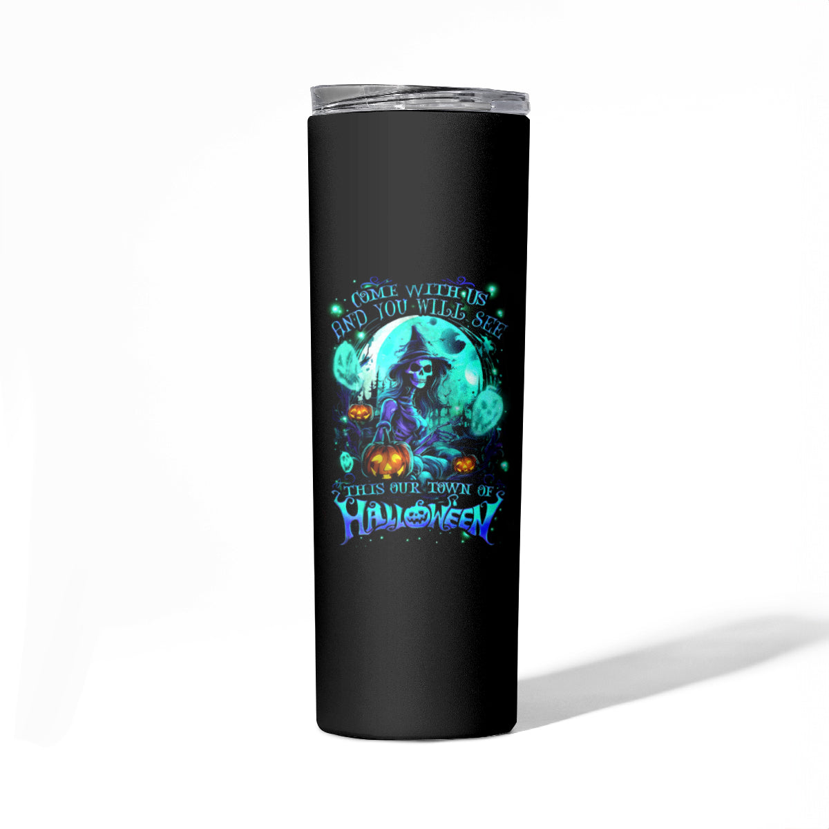 Witch Skull Skinny Tumbler Come With Us And You Will See Our Halloween