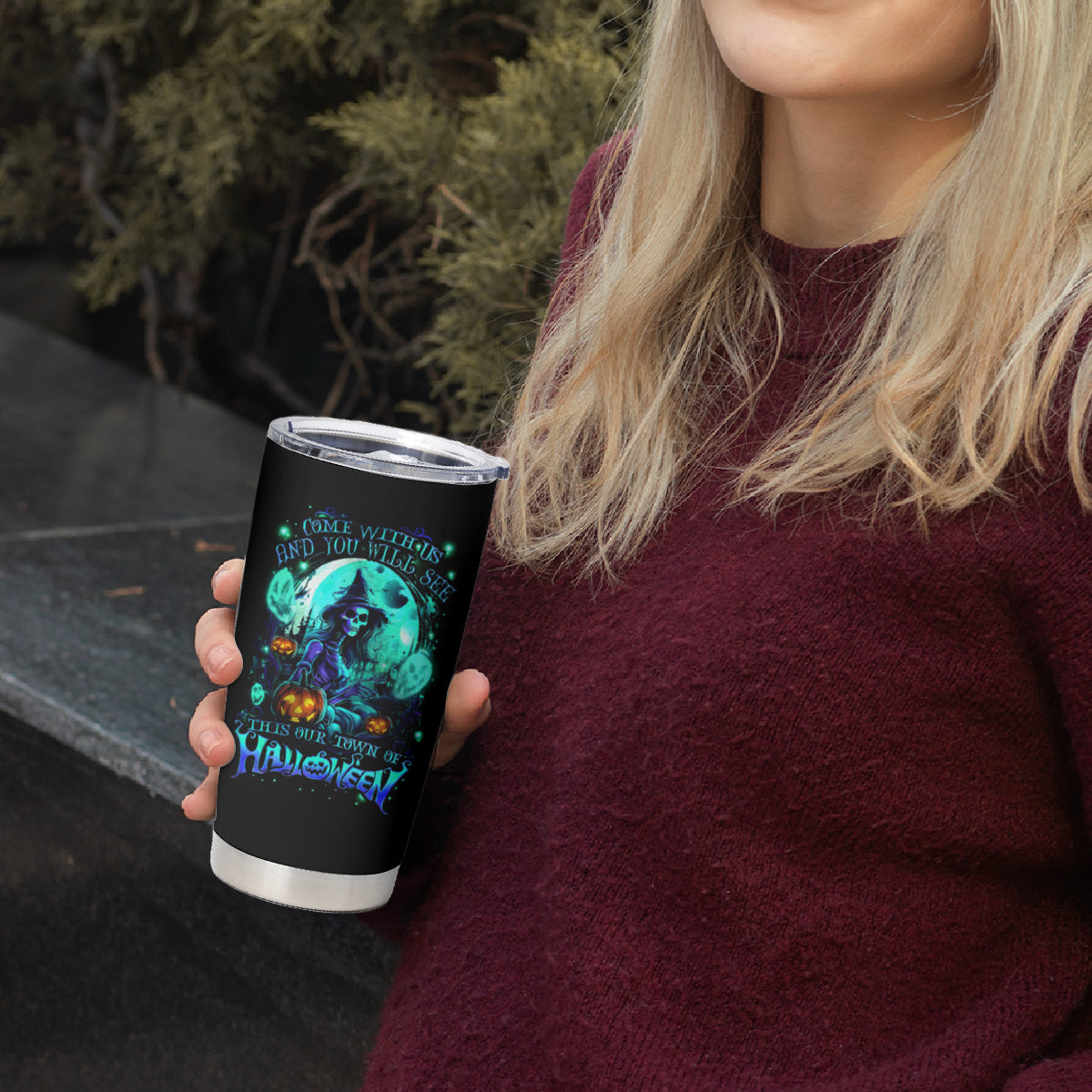 Witch Skull Tumbler Cup Come With Us And You Will See Our Halloween
