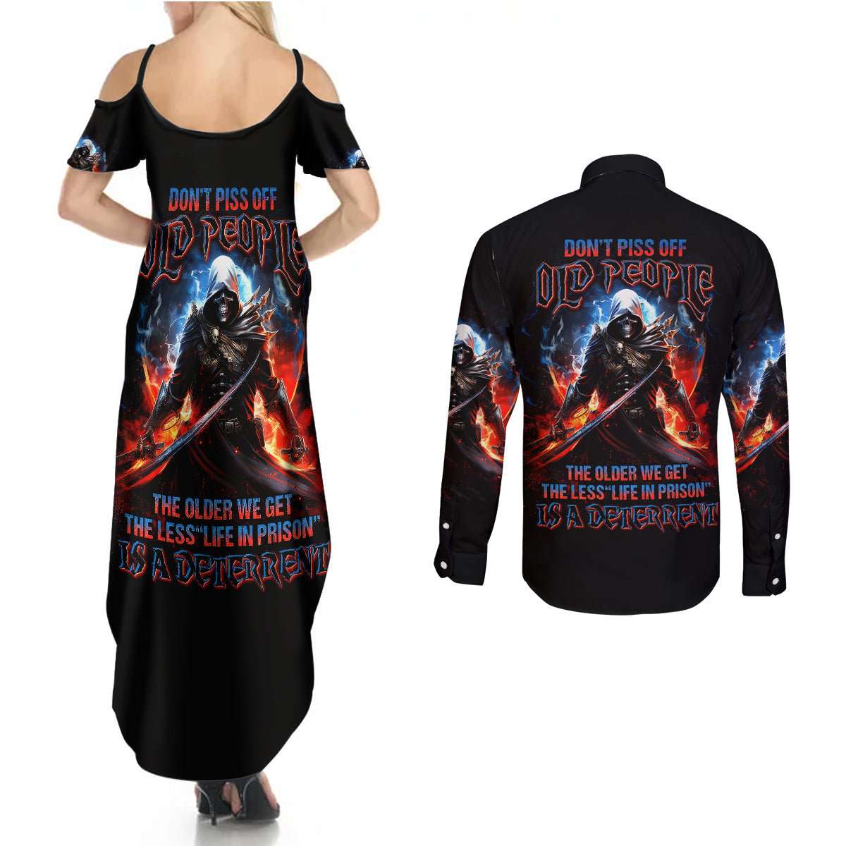 warrior-skull-couples-matching-summer-maxi-dress-and-long-sleeve-button-shirts-dont-piss-off-old-people