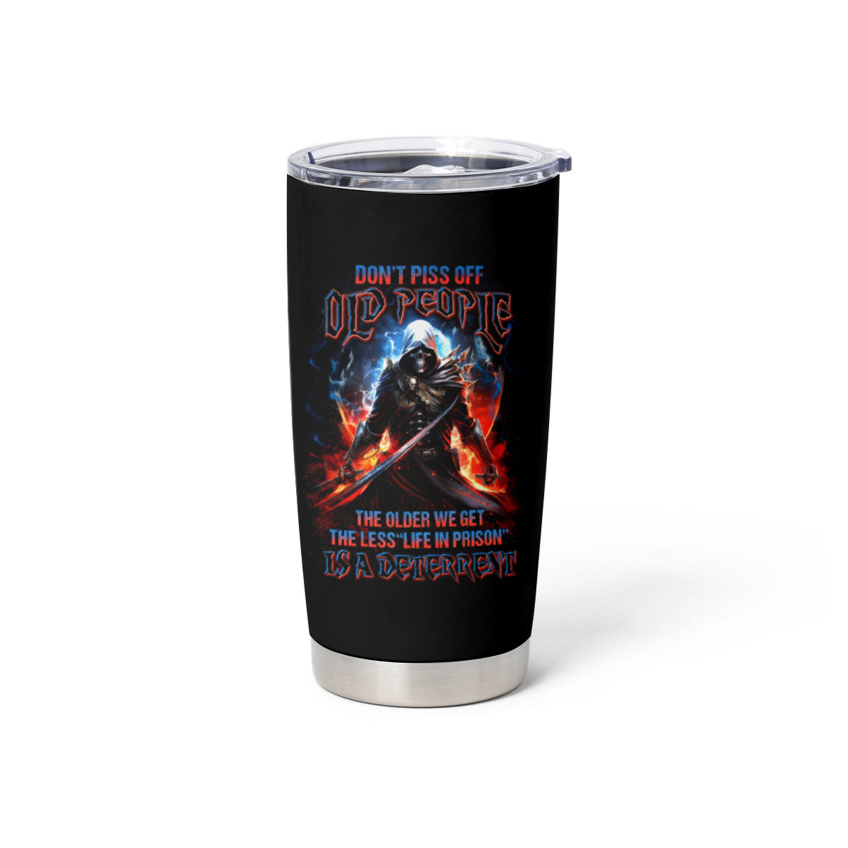 Warrior Skull Tumbler Cup Don't Pss Off Old People
