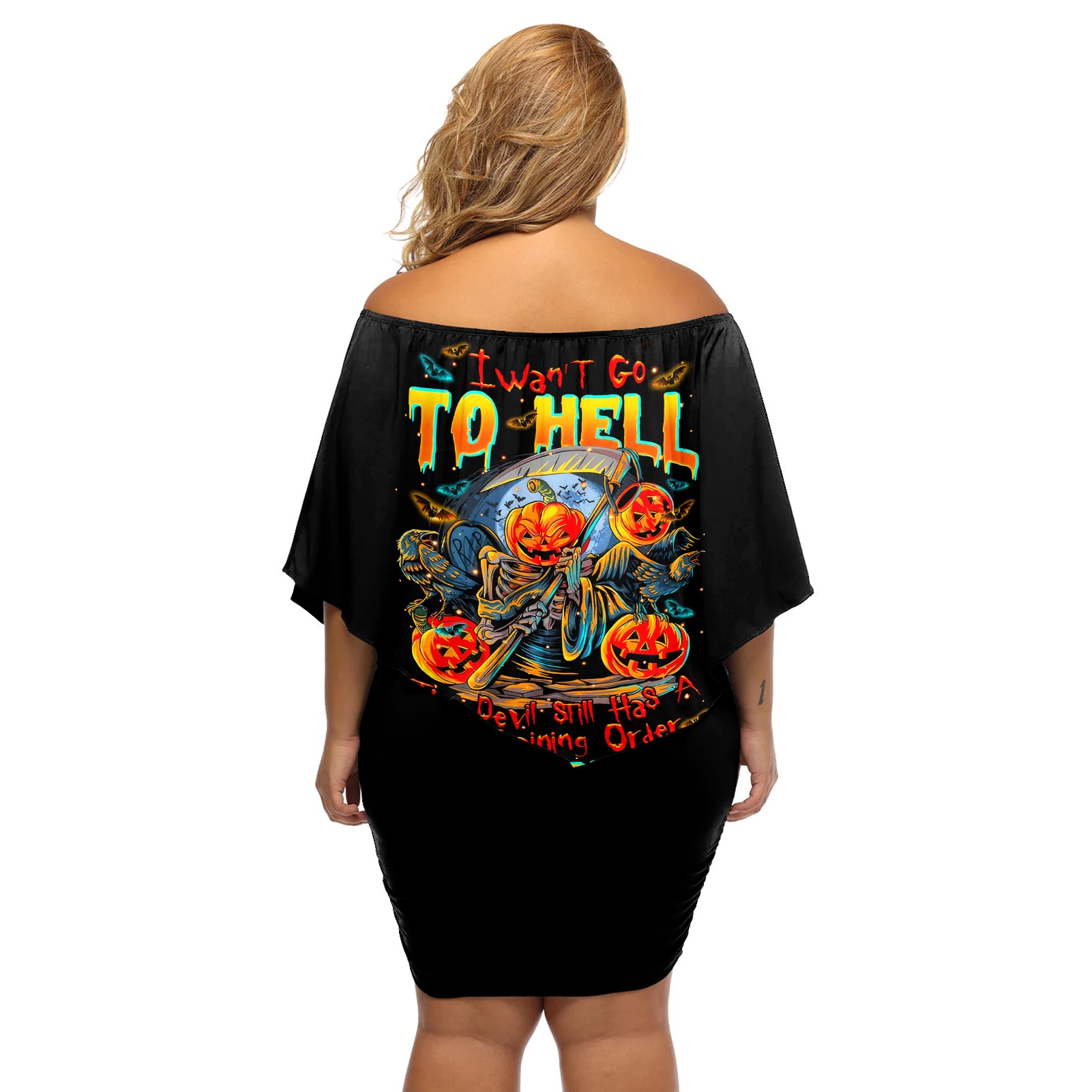 pumpkin-skull-off-shoulder-short-dress-i-want-go-to-hell-the-devil-still-restraining-against-me