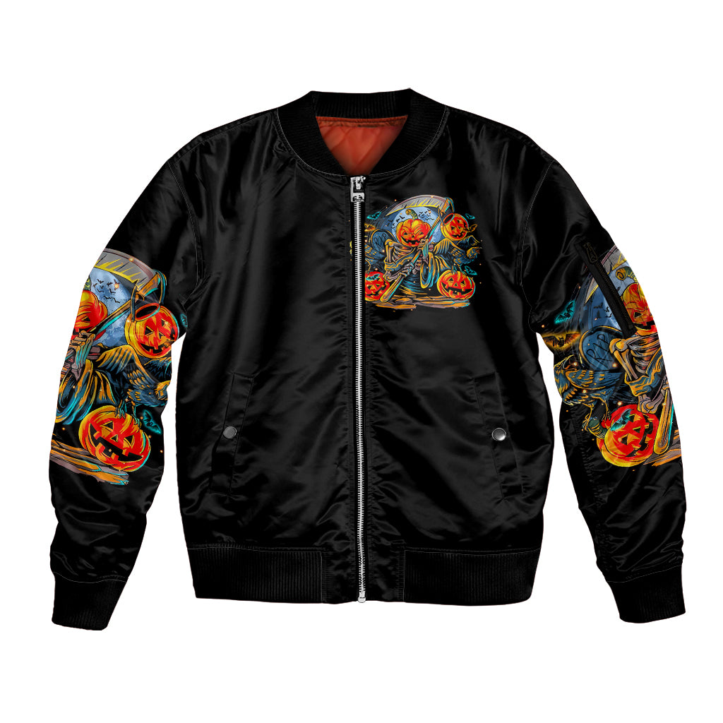 pumpkin-skull-sleeve-zip-bomber-jacket-i-want-go-to-hell-the-devil-still-restraining-against-me