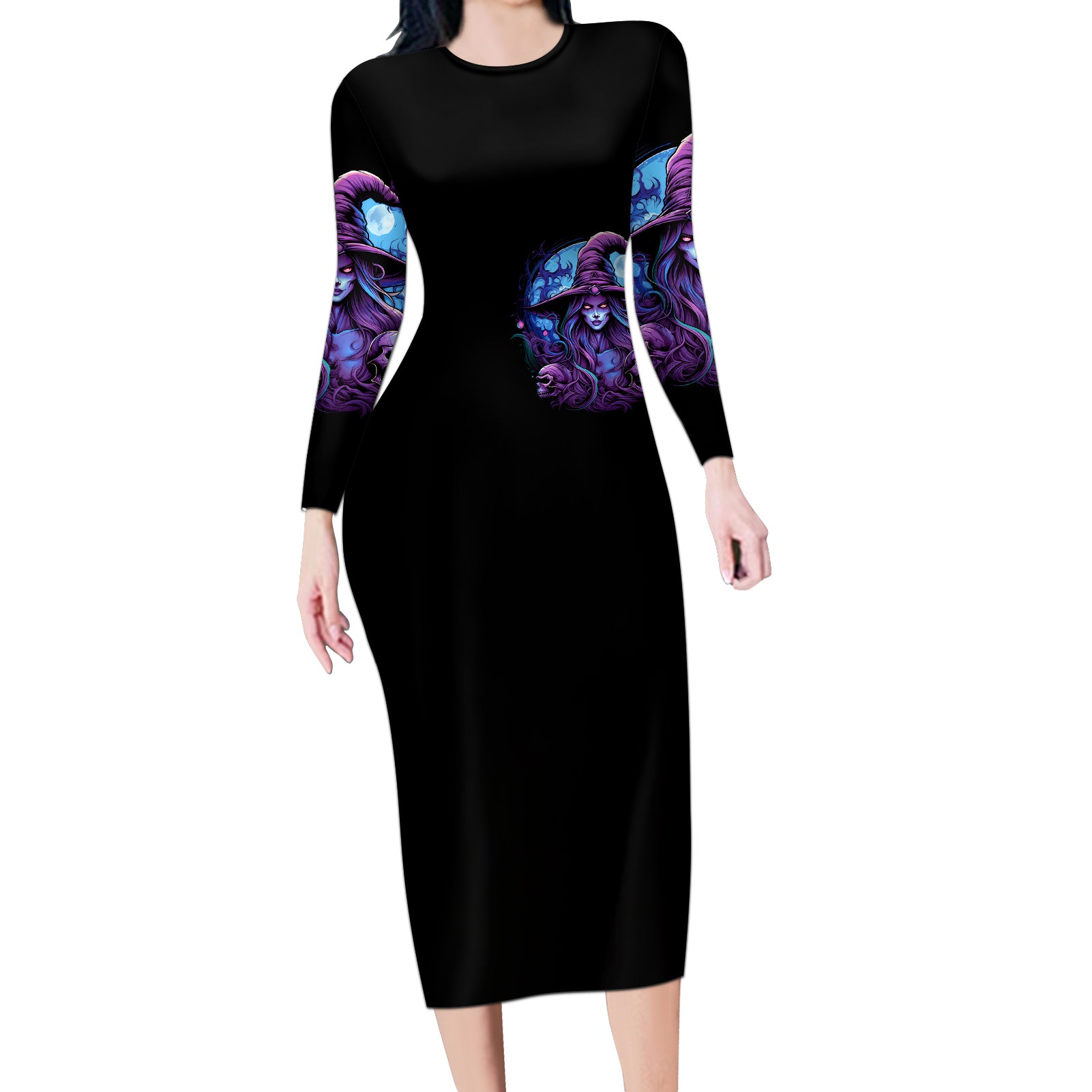 witch-skull-long-sleeve-bodycon-dress-iam-who-iam-your-approval-isnt-need