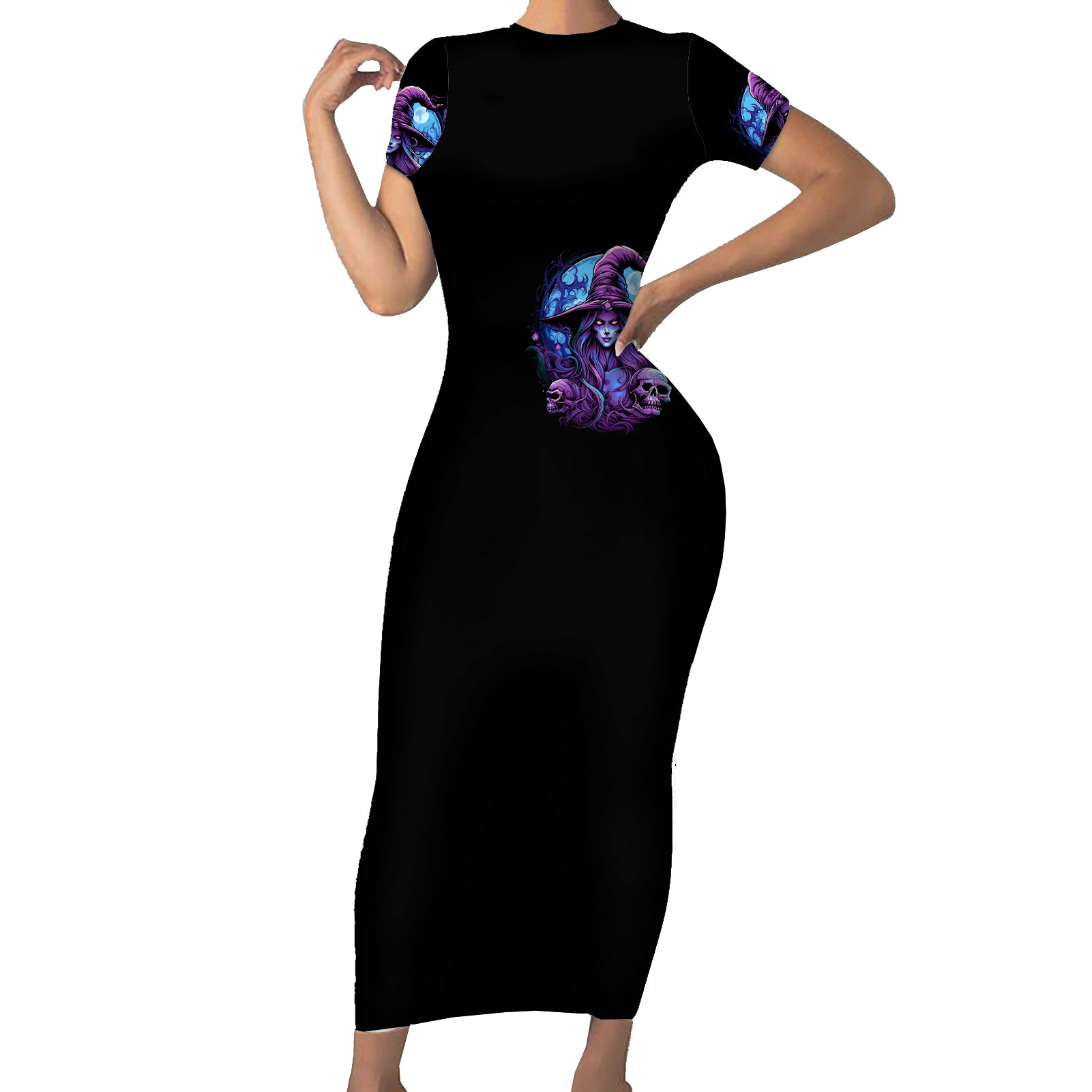 witch-skull-short-sleeve-bodycon-dress-iam-who-iam-your-approval-isnt-need