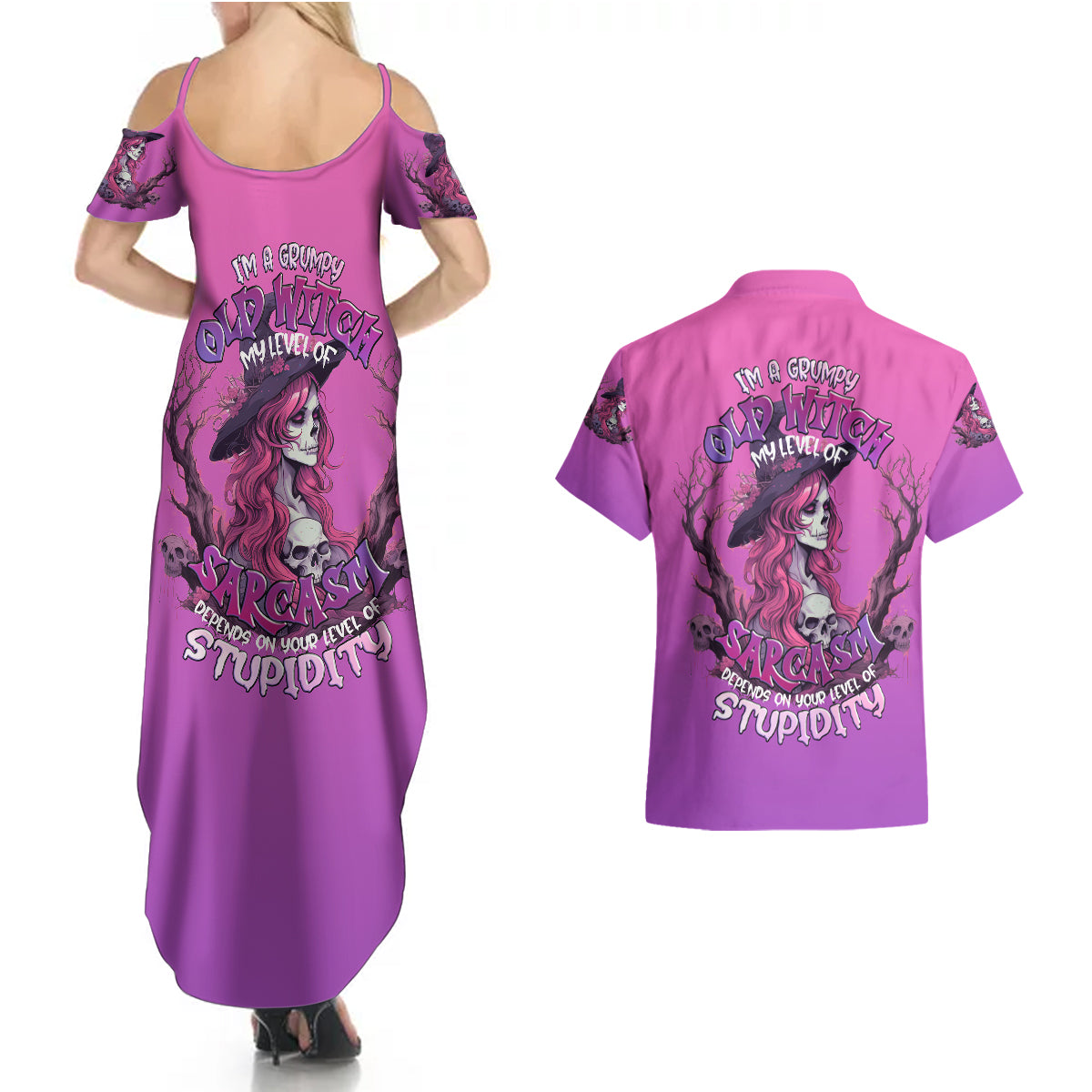 witch-skull-couples-matching-summer-maxi-dress-and-hawaiian-shirt-im-a-grumpy-old-lady-sarcasm-depends-on-your-stupidity