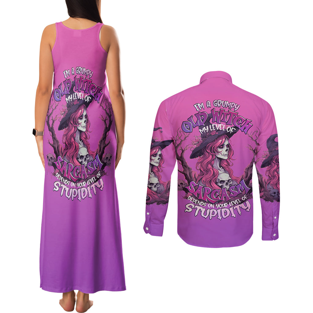 witch-skull-couples-matching-tank-maxi-dress-and-long-sleeve-button-shirts-im-a-grumpy-old-lady-sarcasm-depends-on-your-stupidity
