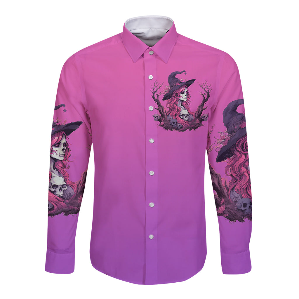 witch-skull-long-sleeve-button-shirt-im-a-grumpy-old-lady-sarcasm-depends-on-your-stupidity