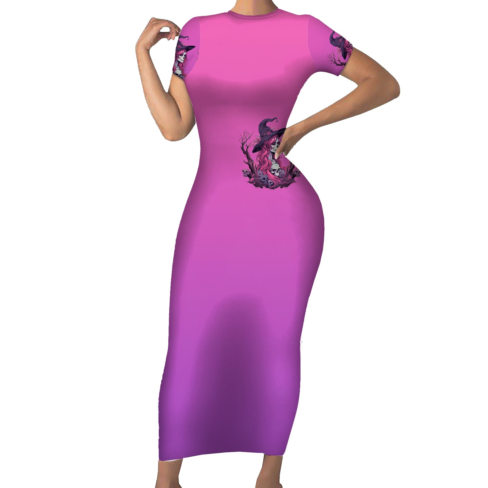 witch-skull-short-sleeve-bodycon-dress-im-a-grumpy-old-lady-sarcasm-depends-on-your-stupidity