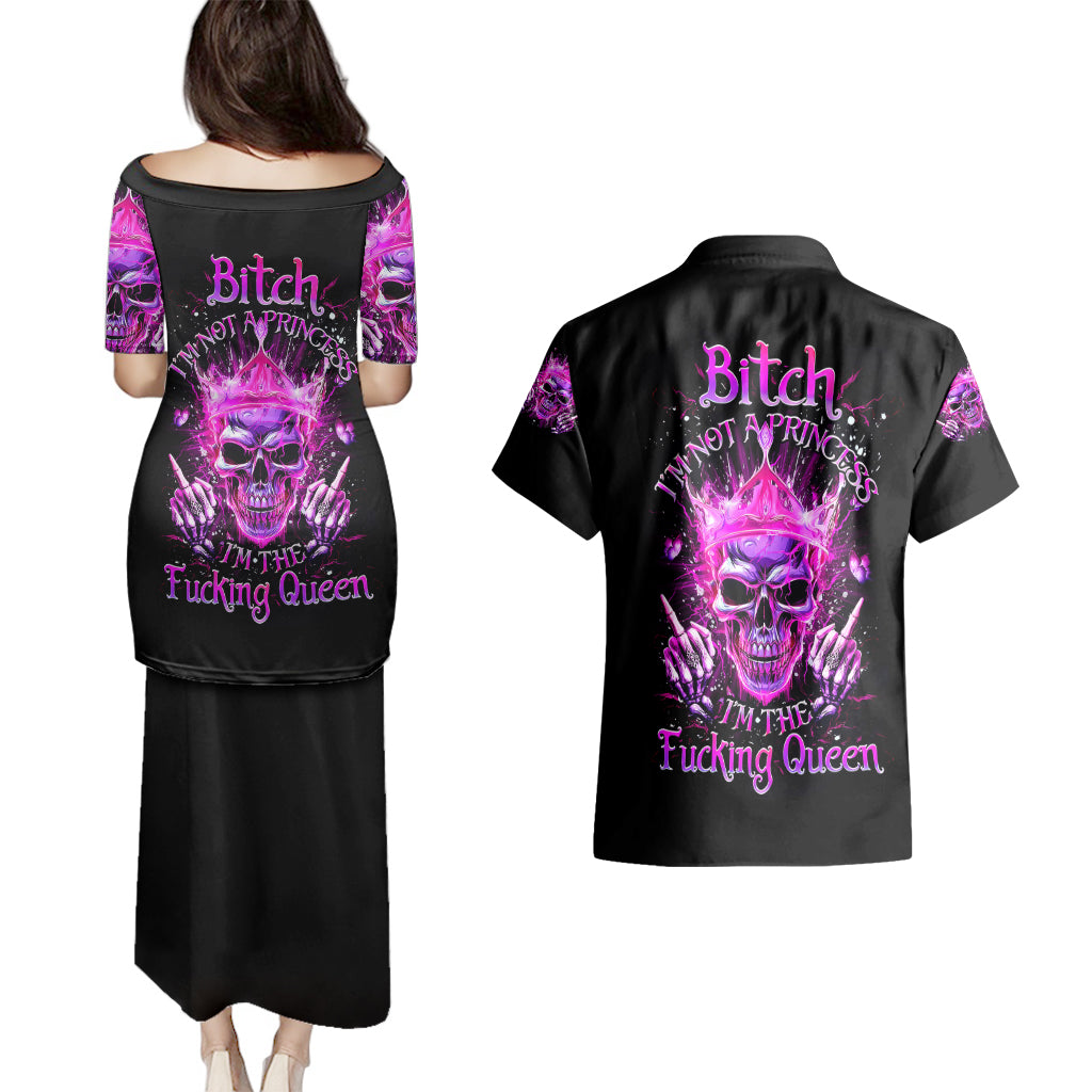 queen-skull-couples-matching-puletasi-dress-and-hawaiian-shirt-bitch-im-not-a-princess-im-the-fucking-queen