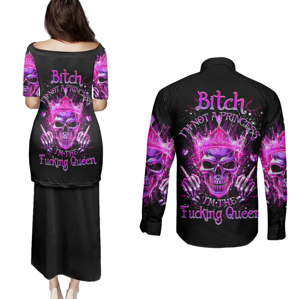 queen-skull-couples-matching-puletasi-dress-and-long-sleeve-button-shirts-bitch-im-not-a-princess-im-the-fucking-queen