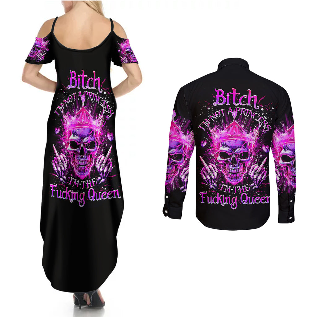 queen-skull-couples-matching-summer-maxi-dress-and-long-sleeve-button-shirts-bitch-im-not-a-princess-im-the-fucking-queen