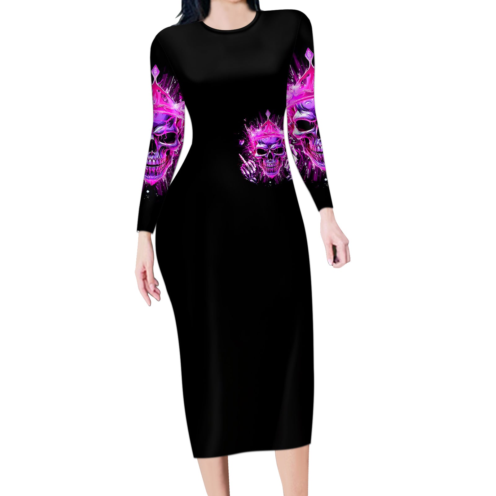 queen-skull-long-sleeve-bodycon-dress-bitch-im-not-a-princess-im-the-fucking-queen