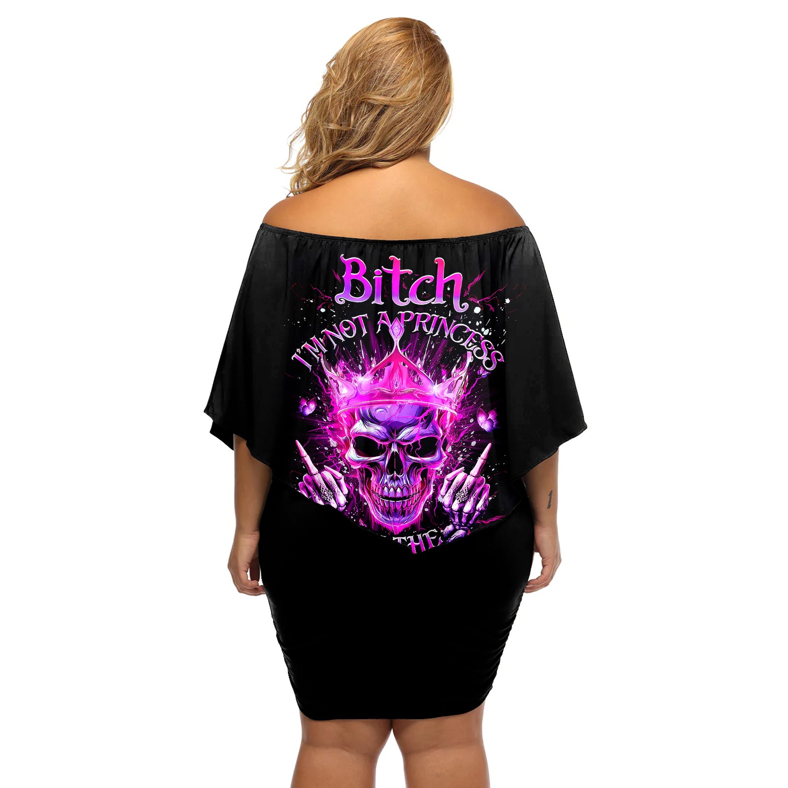 queen-skull-off-shoulder-short-dress-bitch-im-not-a-princess-im-the-fucking-queen