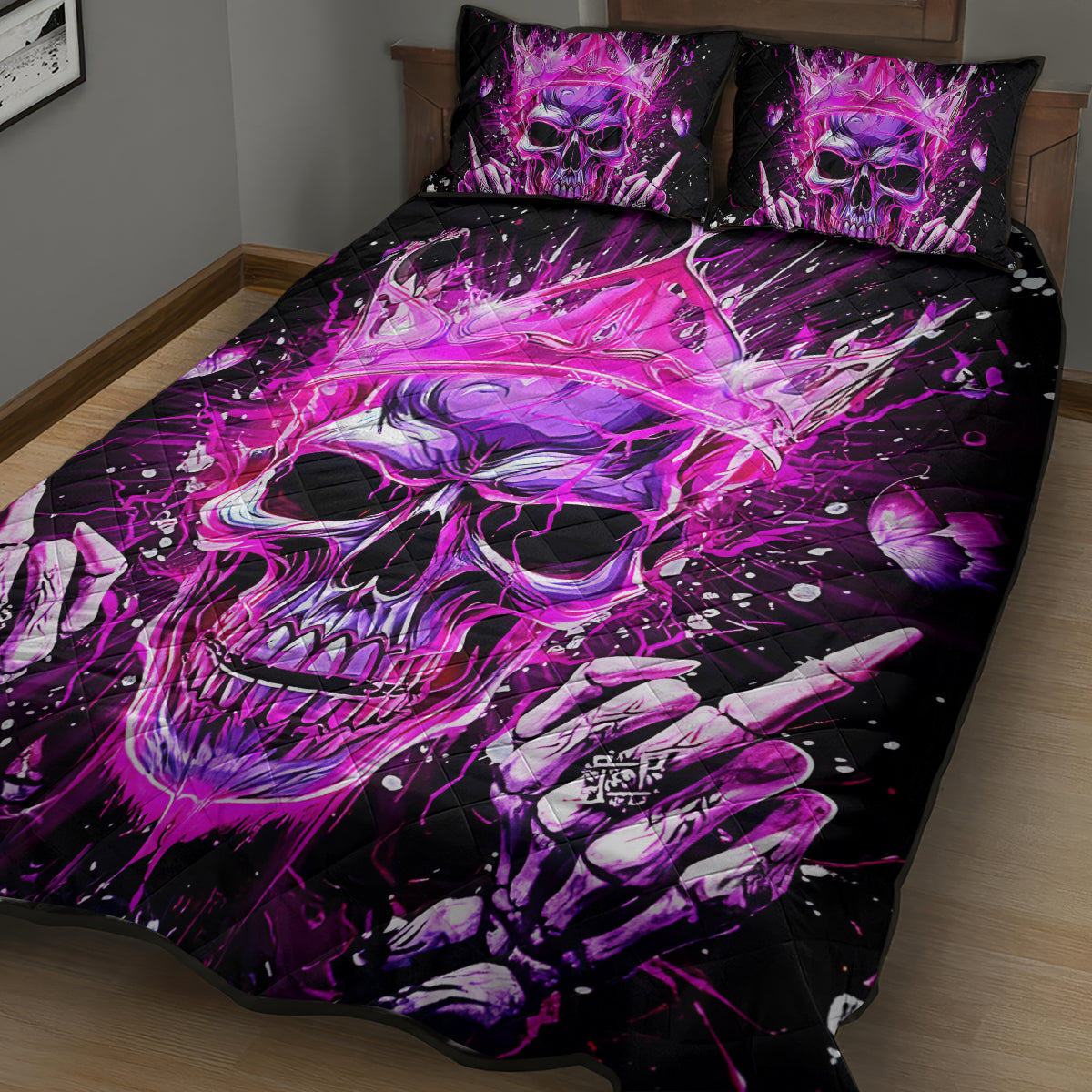 Queen Skull Quilt Bed Set Bitch I'm Not A Princess I'm The Fucking Queen