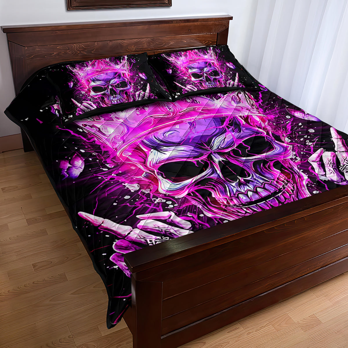 Queen Skull Quilt Bed Set Bitch I'm Not A Princess I'm The Fucking Queen
