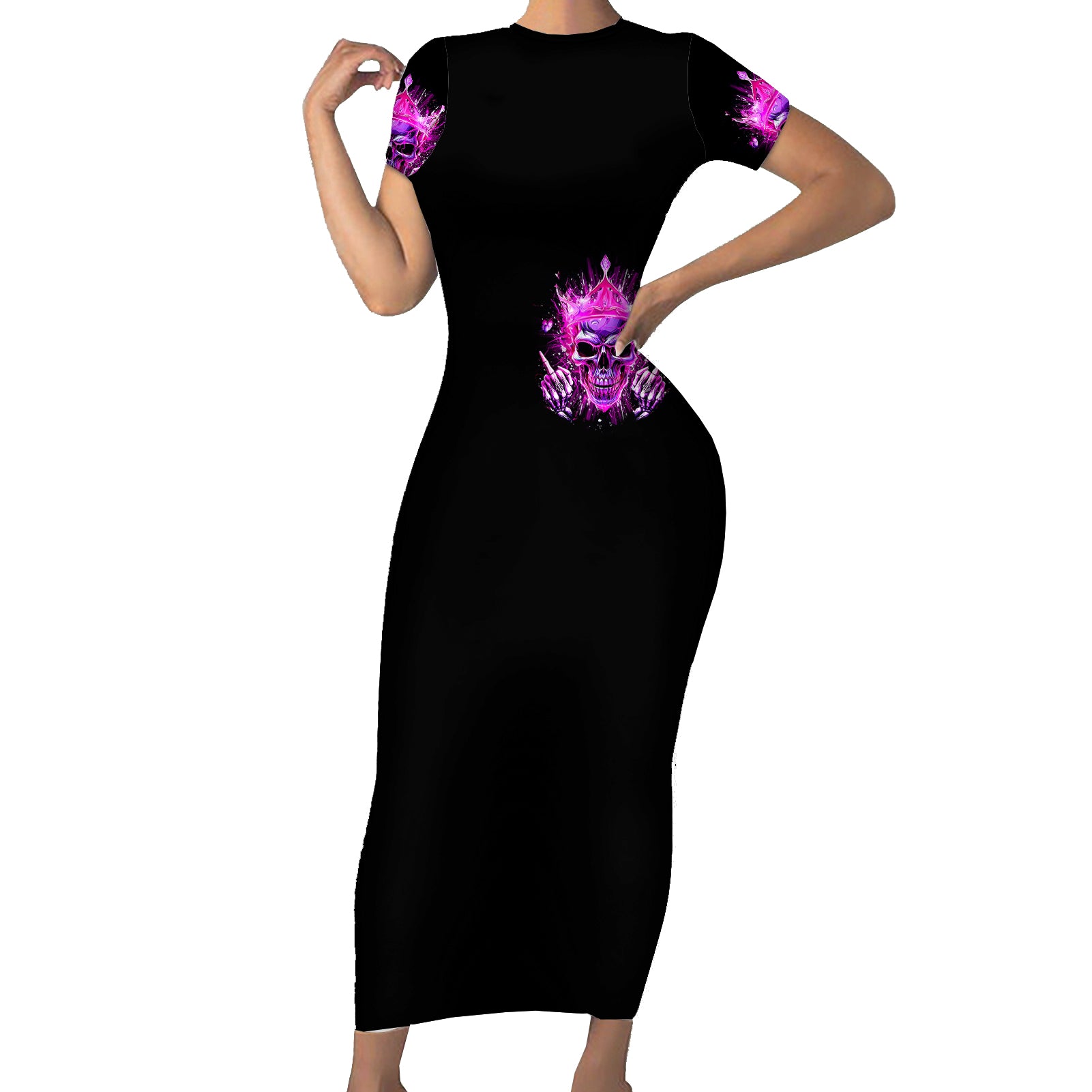 queen-skull-short-sleeve-bodycon-dress-bitch-im-not-a-princess-im-the-fucking-queen