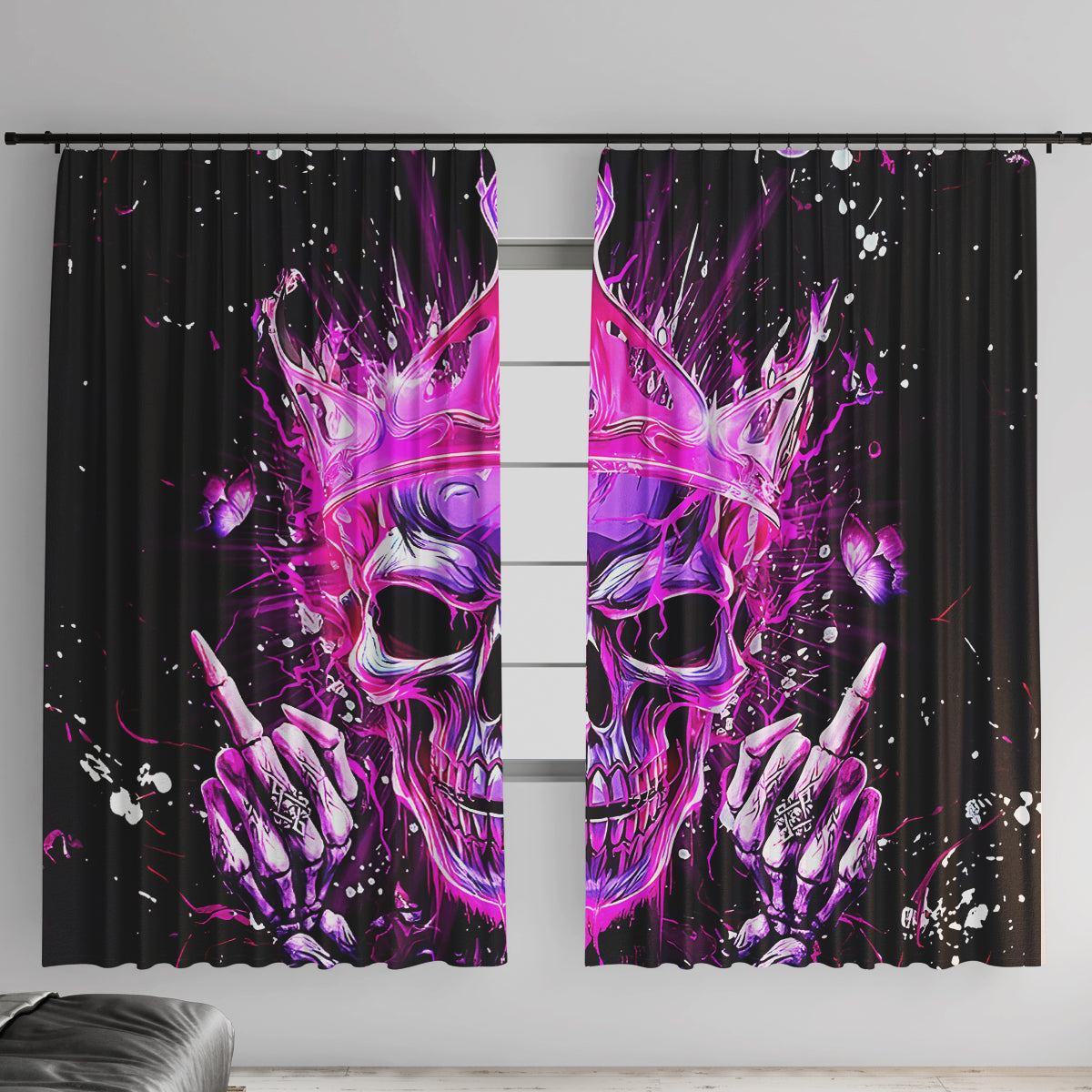 Queen Skull Window Curtain Bitch I'm Not A Princess I'm The Fucking Queen