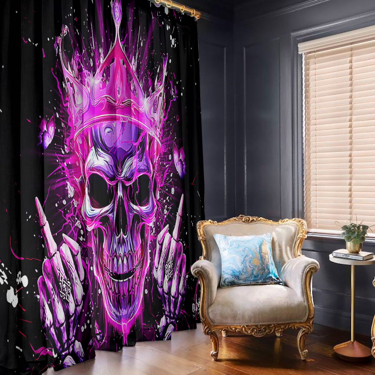 Queen Skull Window Curtain Bitch I'm Not A Princess I'm The Fucking Queen