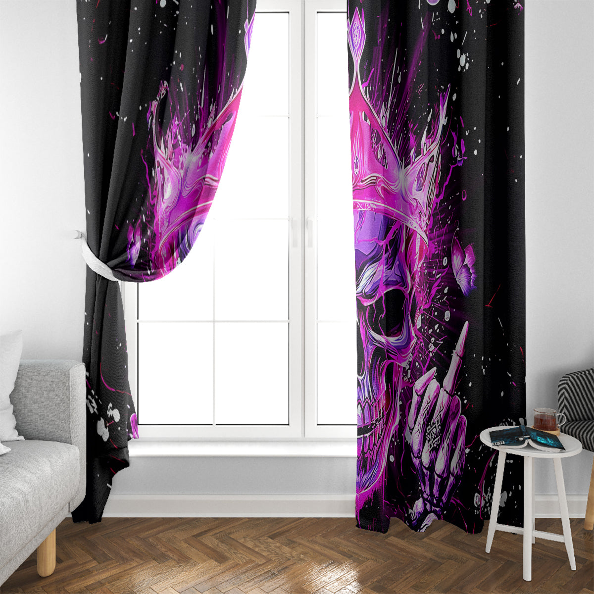 Queen Skull Window Curtain Bitch I'm Not A Princess I'm The Fucking Queen