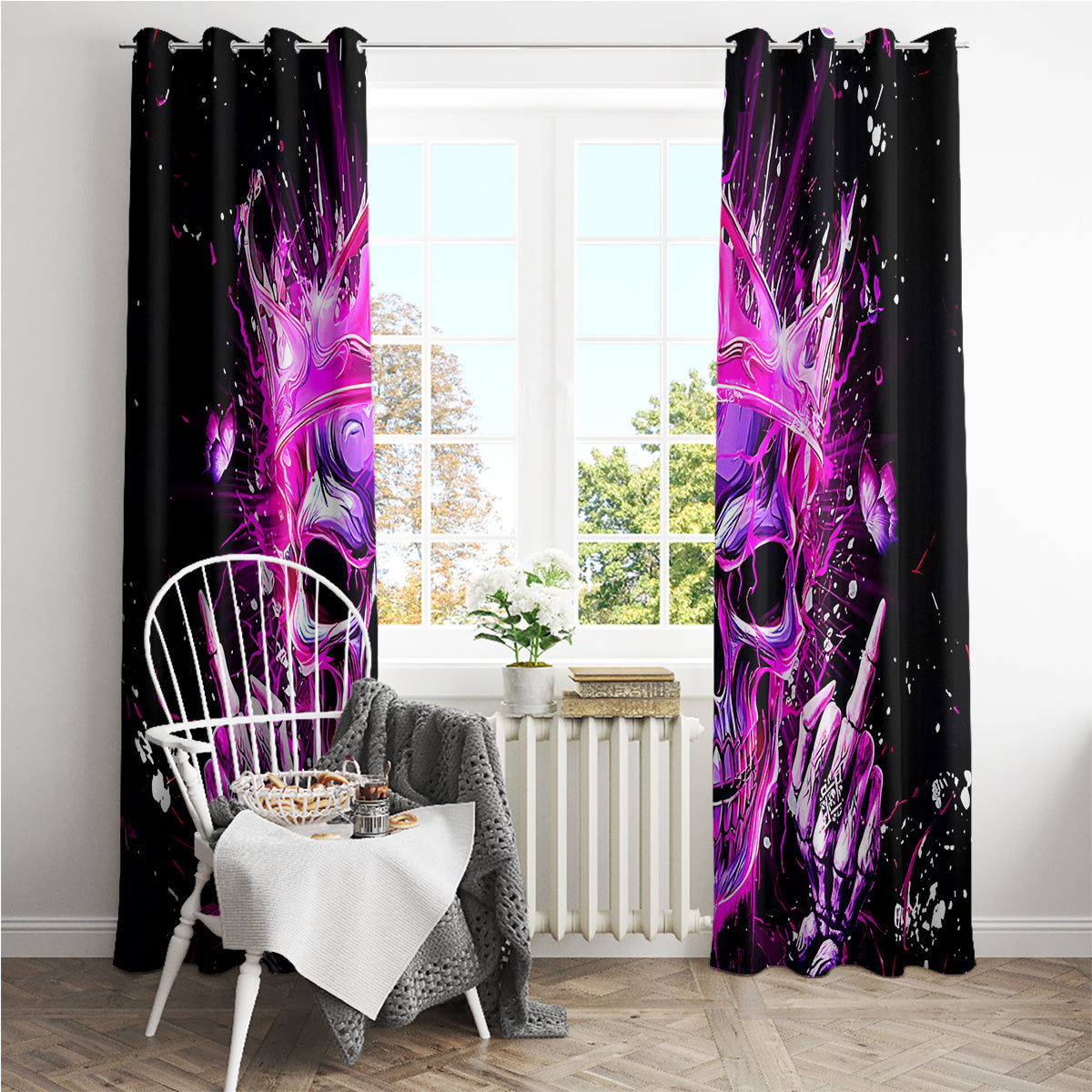 Queen Skull Window Curtain Bitch I'm Not A Princess I'm The Fucking Queen