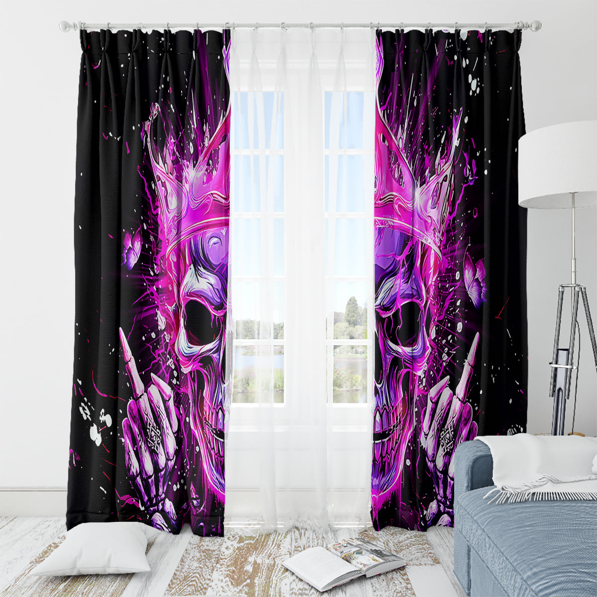Queen Skull Window Curtain Bitch I'm Not A Princess I'm The Fucking Queen