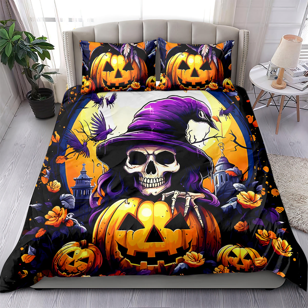 Pumpkin Witch Skull Bedding Set In My Defense The Moon Was Full And I Was Left Unsupervided