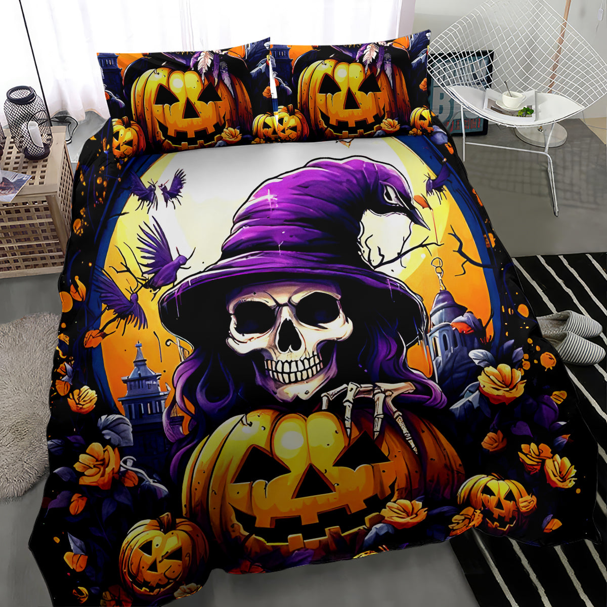 Pumpkin Witch Skull Bedding Set In My Defense The Moon Was Full And I Was Left Unsupervided